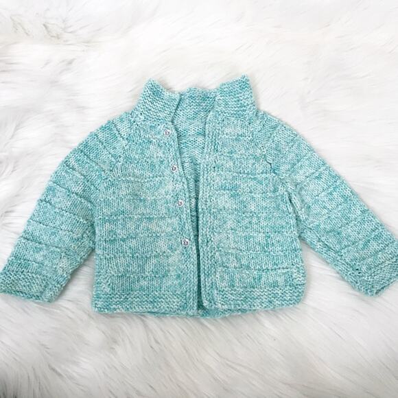 Baby Blue Knit Handmade Vintage Sweater - Picture 1 of 8